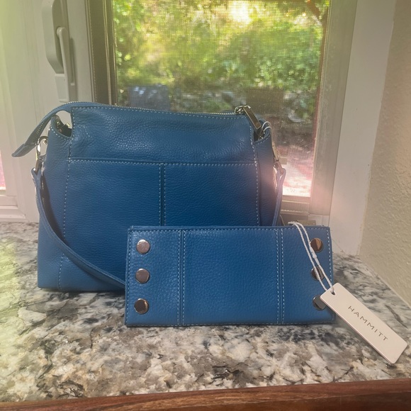 NWT, Hammitt Med. Daniel Bag & 210 Wallet Set in Hydrangea/Pebble Silver - Picture 2 of 9